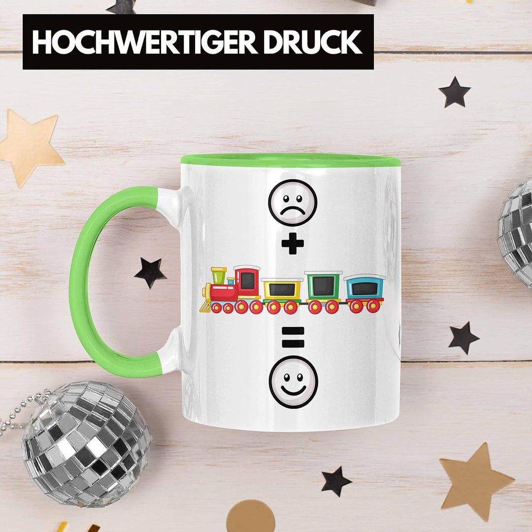 Trendation - Eisenbahn Tasse Geschenk für Eisenbahner Modelleisenbahn :(+ Eisenbahner = :) Lustige G