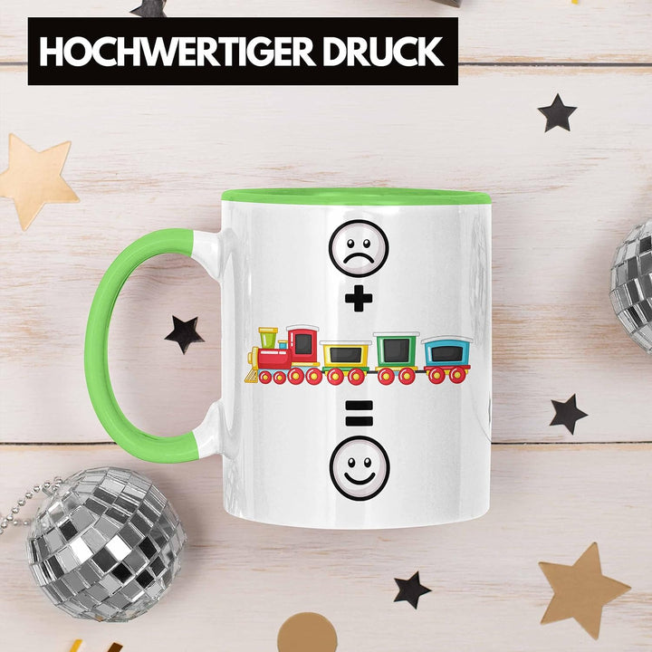 Trendation - Eisenbahn Tasse Geschenk für Eisenbahner Modelleisenbahn :(+ Eisenbahner = :) Lustige G