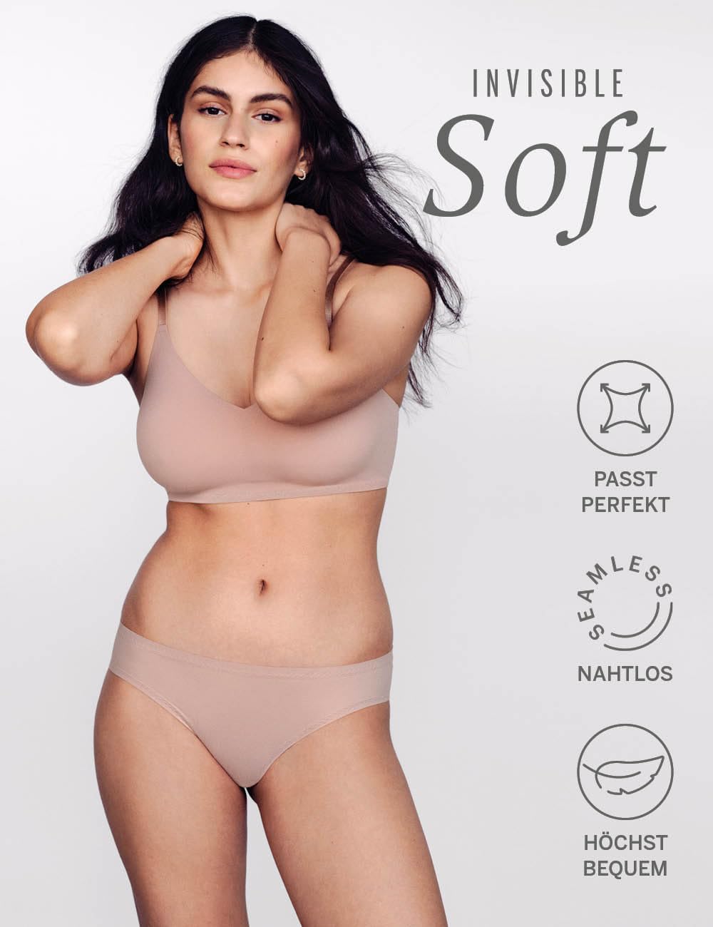 Schiesser Damen BH gepaddet ohne Bügel - Invisible Soft 70C Bluebird_166568, 70C Bluebird_166568