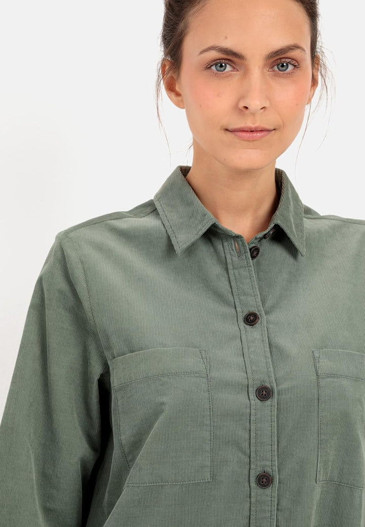 camel active Damen Hemdblusenkleid mit Langen Ärmeln XXL Smoke Khaki, XXL Smoke Khaki
