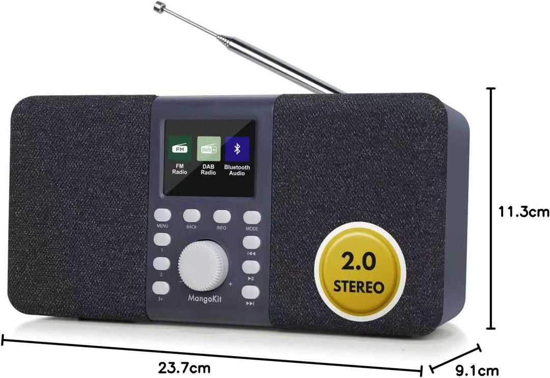 MangoKit MD5 Stereo DAB Radio mit Bluetooth,DAB Plus Radio,Digitalradio,UKW Radio,Tragbares Dab Radi