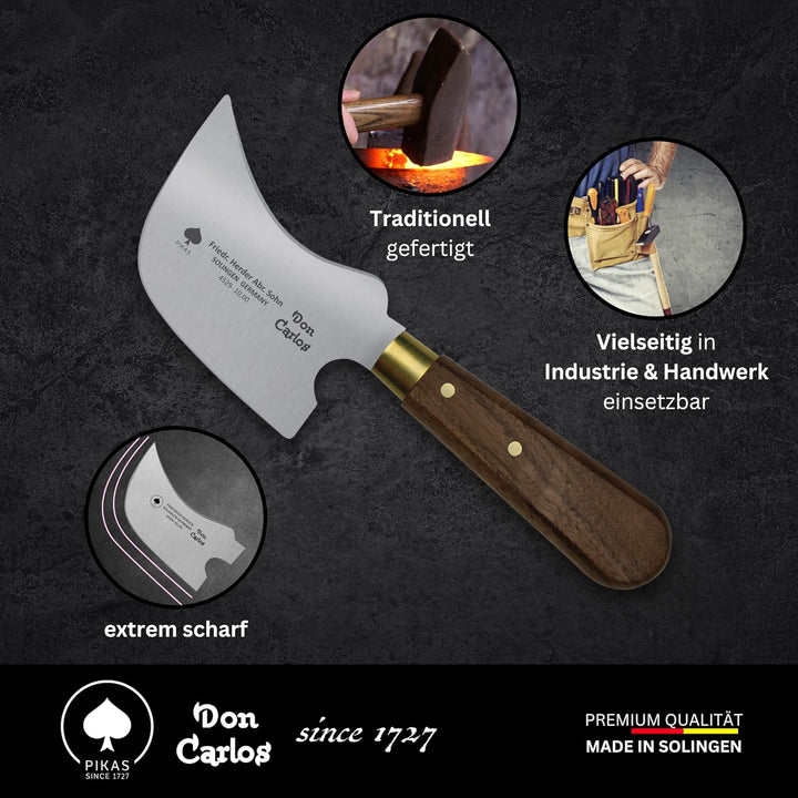 DON CARLOS Viertelmondmesser/Quarter Moon Knife, Professionelles Fenstermesser, Bodenlegermesser, Sa
