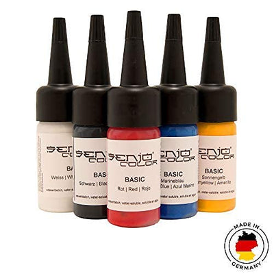 Senjo Color ® Airbrush Farben Set (Für Gesicht & Körper) Bodypainting Farben (5 x15ml) Farben: Schwa