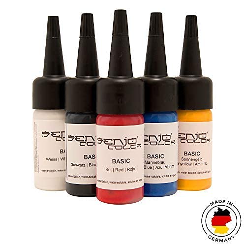 Senjo Color ® Airbrush Farben Set (Für Gesicht & Körper) Bodypainting Farben (5 x15ml) Farben: Schwa