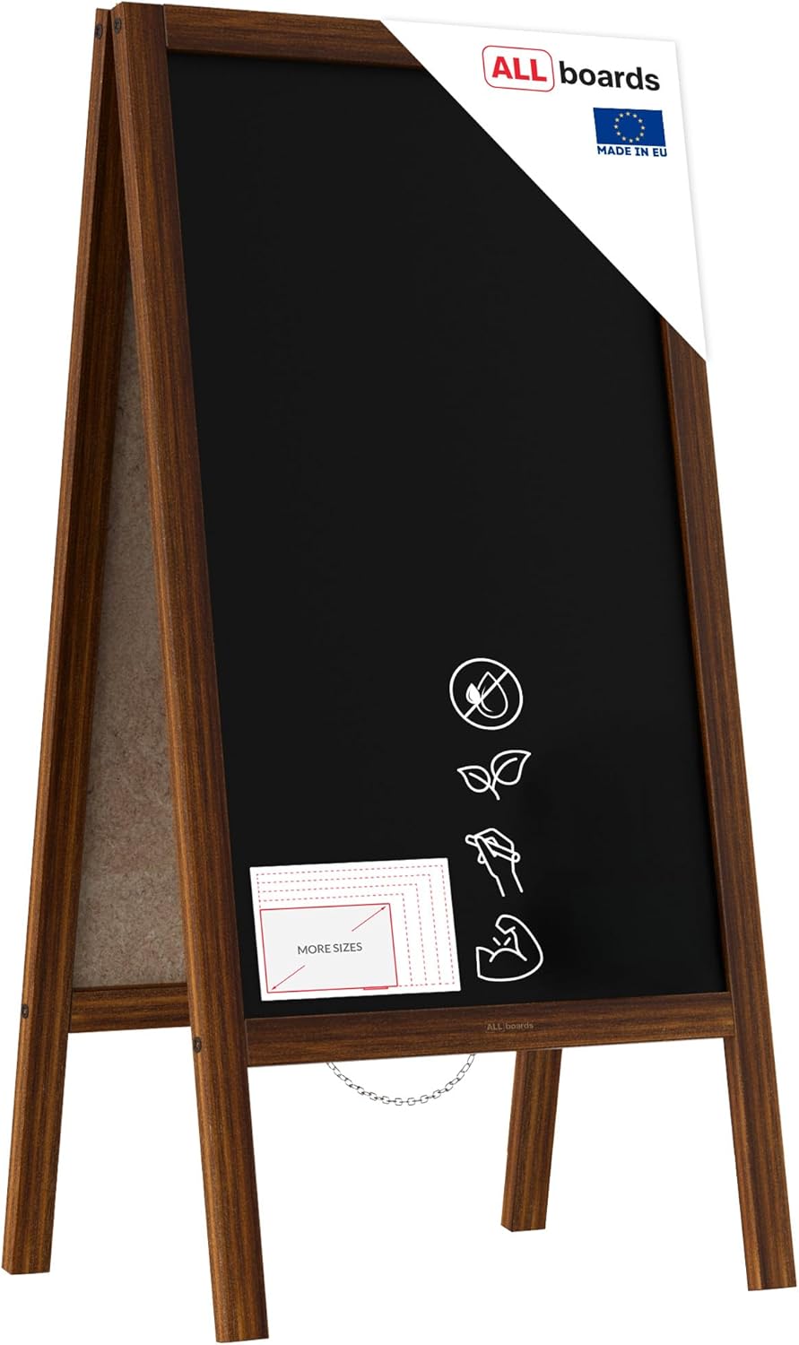 ALLboards Kundenstopper mit lackiertem Holzrahmen 100x60cm, Werbetafel, Gehwegaufsteller, Aufsteller