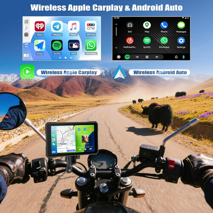 SIXWIN Motorrad Carplay Display für Moto mit Wireless Carplay Android Auto, 5'' HD Touchscreen Bilds