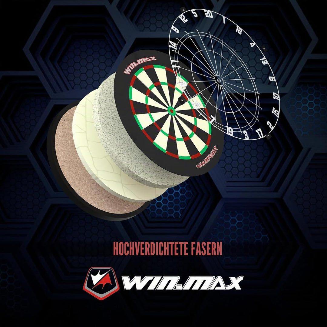 WIN.MAX Dartscheibe Kork Dartscheibe mit Pfeilen Offizielles Steeldartscheibe Dartscheibe Steeldart