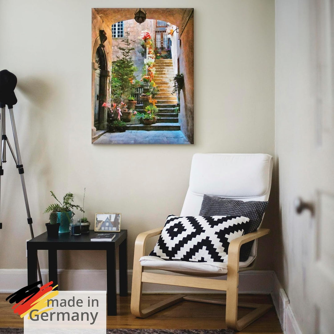 ARTland Leinwandbilder Wandbild Bild auf Leinwand 45x60 cm Gemälde Architektur Blumen Italien Städte