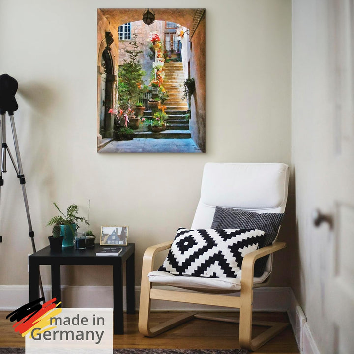 ARTland Leinwandbilder Wandbild Bild auf Leinwand 45x60 cm Gemälde Architektur Blumen Italien Städte