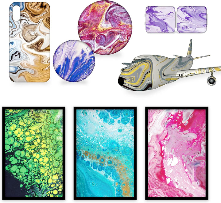 INK LAB Pouring Acrylfarben Set 35 Farben Flüssige Giessfarbe mit Silikonöl 60ml Flaschen Vorgemisch