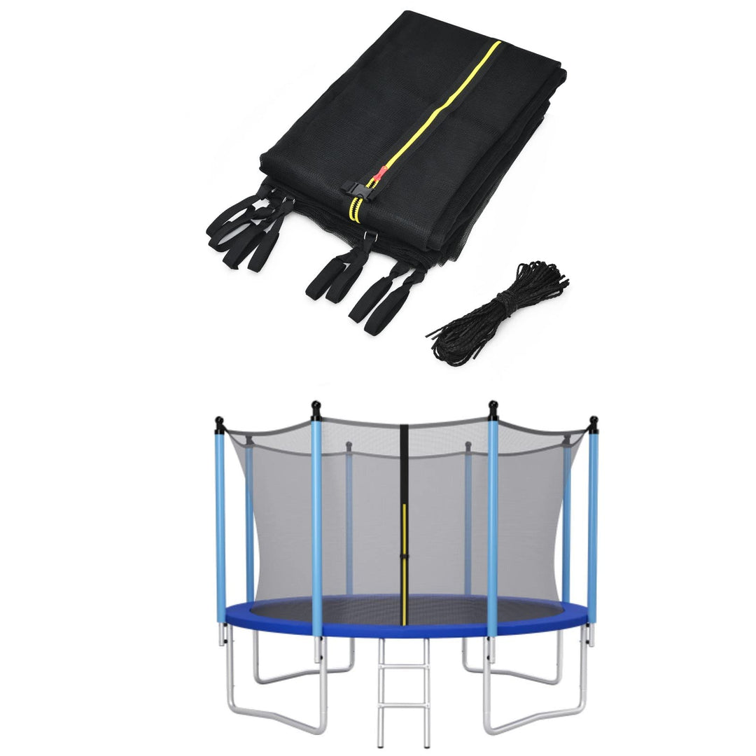 GYMAX Trampolin Ersatznetz 180cm Höhe, Sicherheitsnetz aus PE mit Reissverschluss, Schutzklammern, T