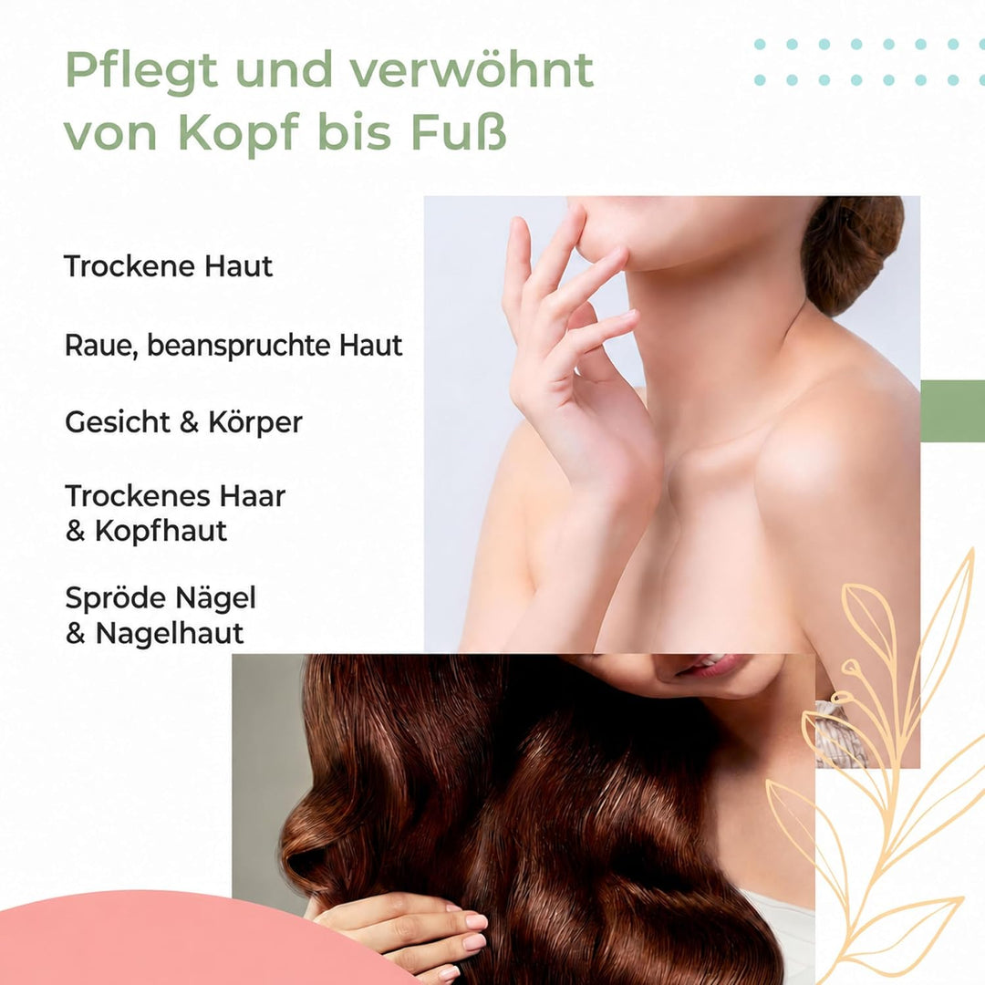 Reines Emu Öl - Kopfhaut-, Haar-, Nagel-, Gesichtsöl & Körperöl für Damen & Herren mit Omega 3 6 9,