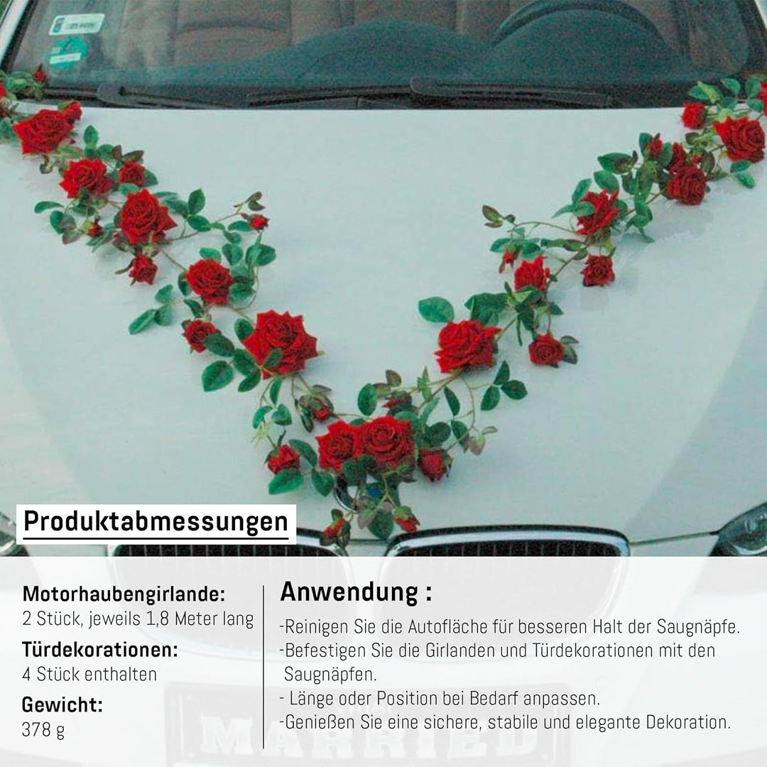 Rosen Girlande Braut Paar Rose Deko Dekoration Autoschmuck Hochzeit Car Auto Wedding ®Auto-schmuck D