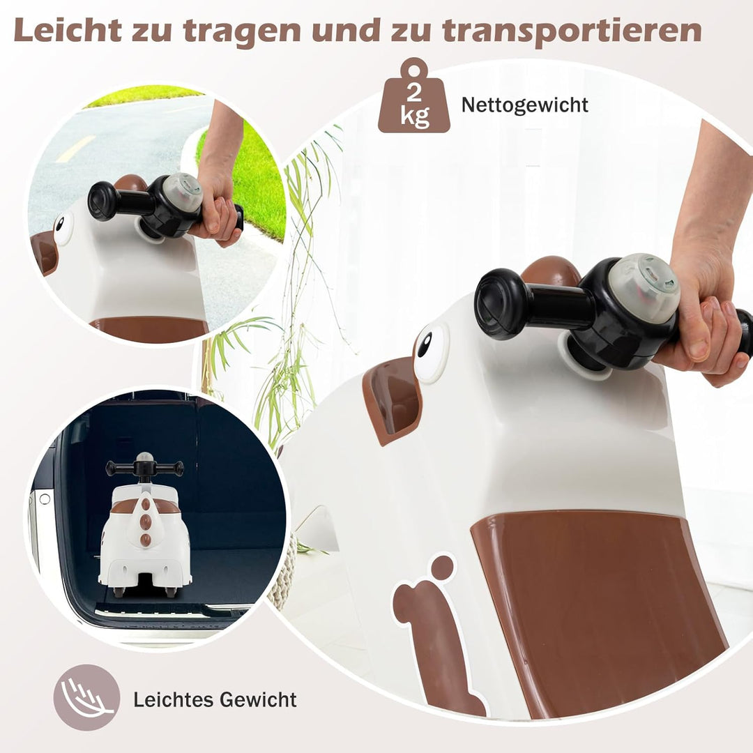 DREAMADE Rutschauto, Dinosaurier Rutschfahrzeug mit Hupe, Musik, Lichtern, Stauraum unter dem Sitz &