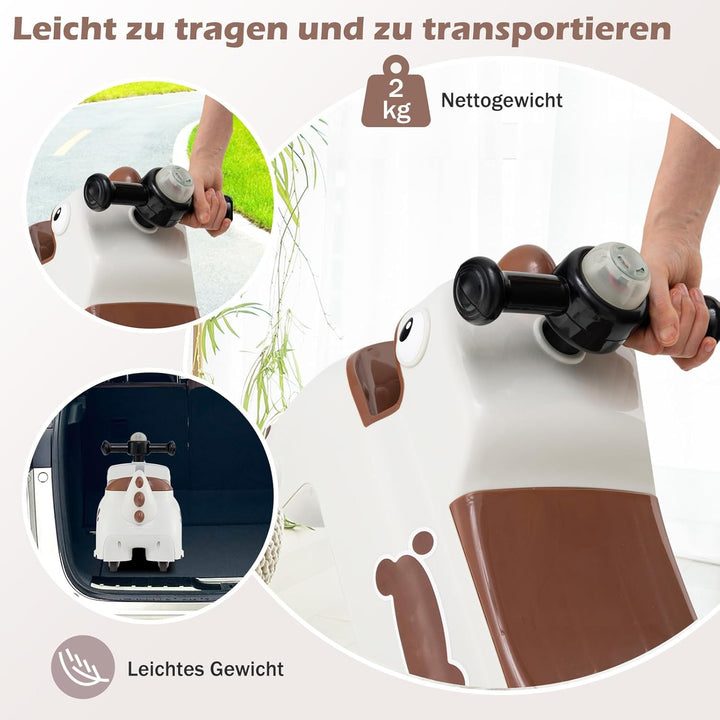 DREAMADE Rutschauto, Dinosaurier Rutschfahrzeug mit Hupe, Musik, Lichtern, Stauraum unter dem Sitz &