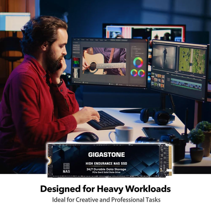 Gigastone SSD 500 GB M.2 NAS SSD 24/7 High Endurance Cache für Network Attached Storage Business Dat