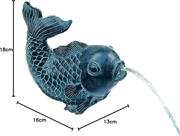 Heissner Teichfigur Speier Fisch Dekor Bronze