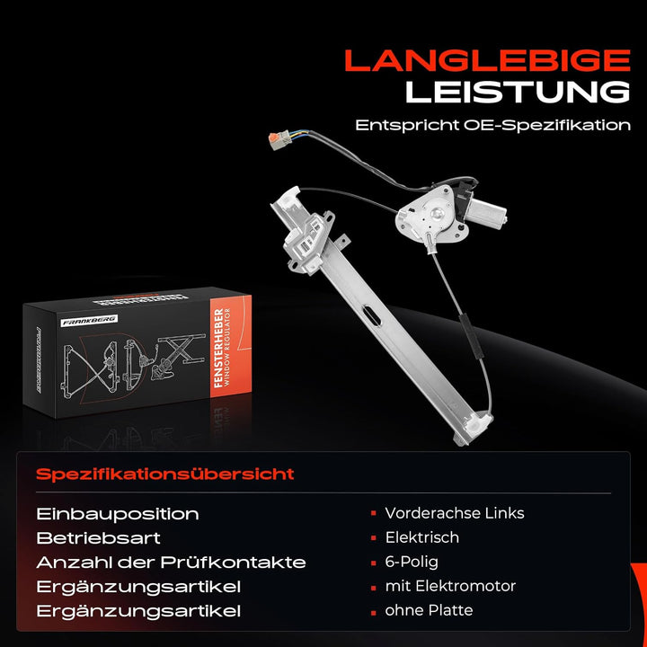 Frankberg Fensterheber Mit Motor Vorne Links Kompatibel mit Jazz II GD Schrägheck 1.2L 1.3L 2002-200