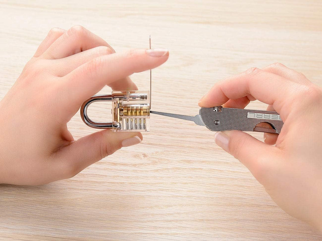 AGT Dietrich Set: Set aus Lockpicking-Tool mit Übungsschloss (Dietrich mit Übungsschloss, Schloss, V