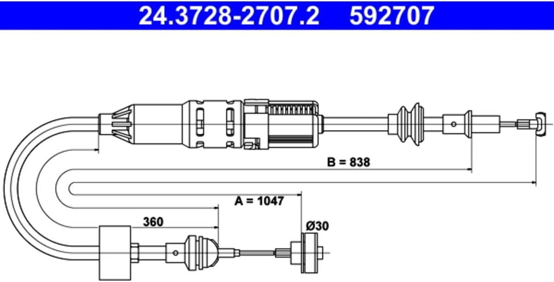 ATE 24.3728-2707.2 Seilzug, Kupplungsbetätigung