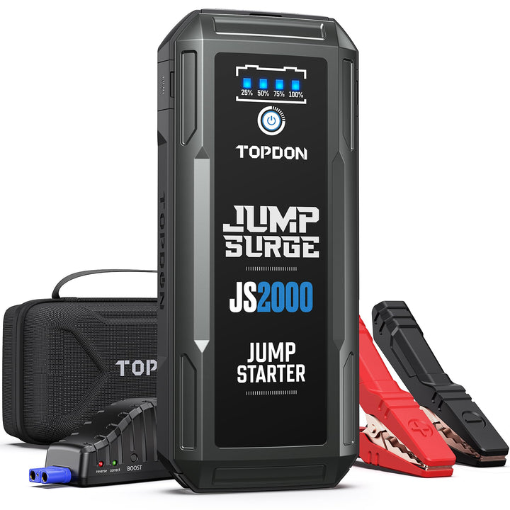 TOPDON Starthilfe Powerbank, JS2000 Starterbatterie 2000A Auto Booster Power Pack für bis zu 8L Benz