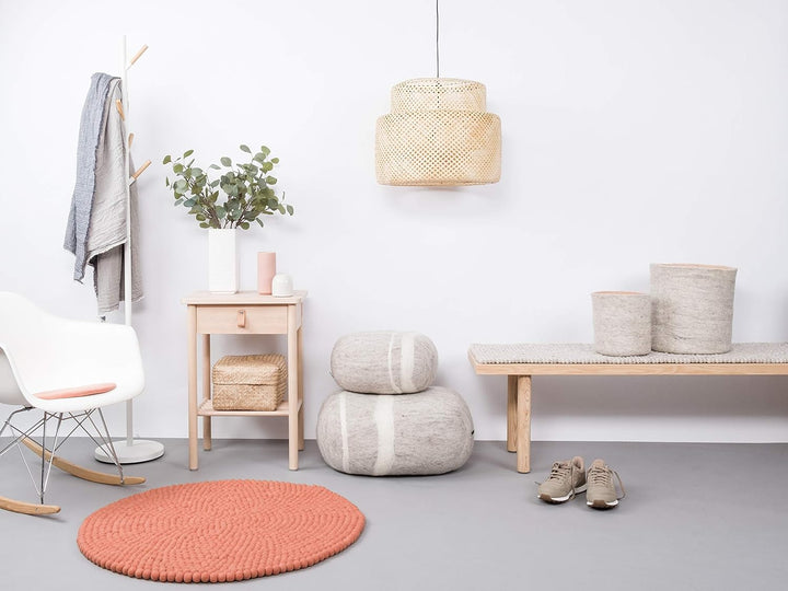 myfelt Lea Filzkugelteppich — Ø 50 cm, ideal für Schlaf-, Wohn-, Kinderzimmer, Flur & Bad Ø 50 cm La