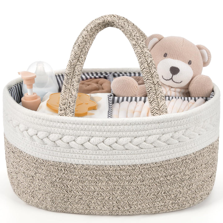Maliton Baby Windel Caddy Organizer，Wickeltisch Organizer Aufbewahrungskorb mit Herausnehmbaren Fäch