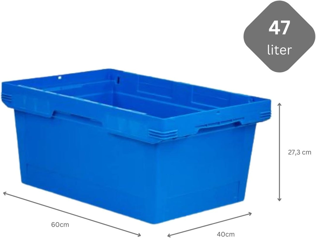 PROREGAL SuperSparSet 8x Conical Mehrweg-Stapelbehälter Blau | HxBxT 27,3x40x60cm | 47 Liter | Lager
