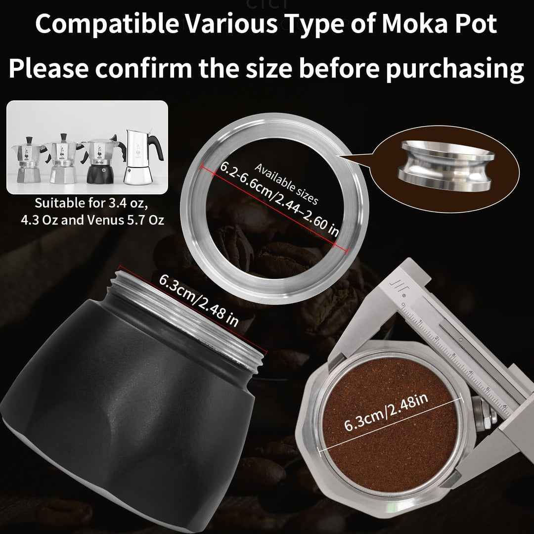 Kaffeestampfer für Mokkakanne, 304 Edelstahl, Espresso-Kaffee-Trichter, kompatibel mit Aluminium-Esp