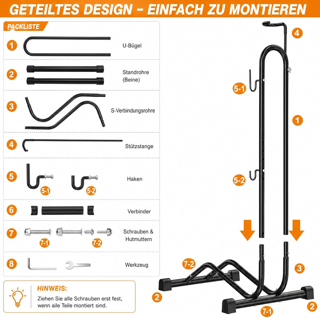 hotsizz 3-in-1 Fahrradständer Boden Geeignet für Räder bis 70 cm / 27,5 Zoll Horizontal und vertikal