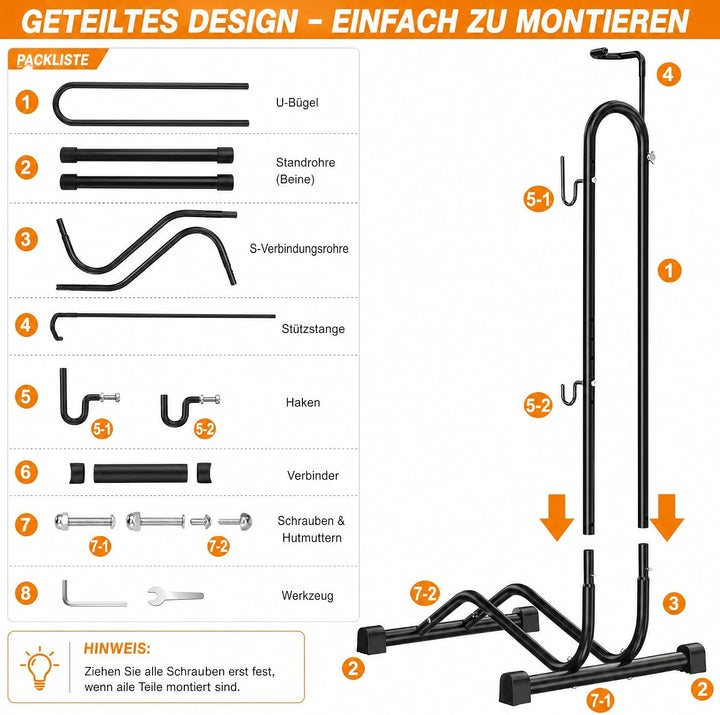 hotsizz 3-in-1 Fahrradständer Boden Geeignet für Räder bis 70 cm / 27,5 Zoll Horizontal und vertikal