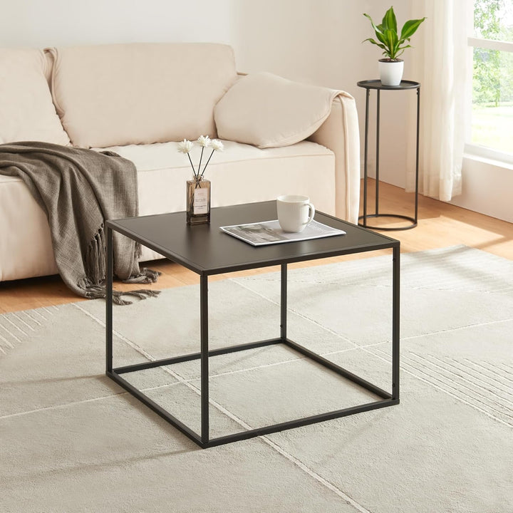 [en.casa] Couchtisch Solund Beistelltisch Metall Schwarz matt Wohnzimmertisch mit Stauraum 60 x 60 x