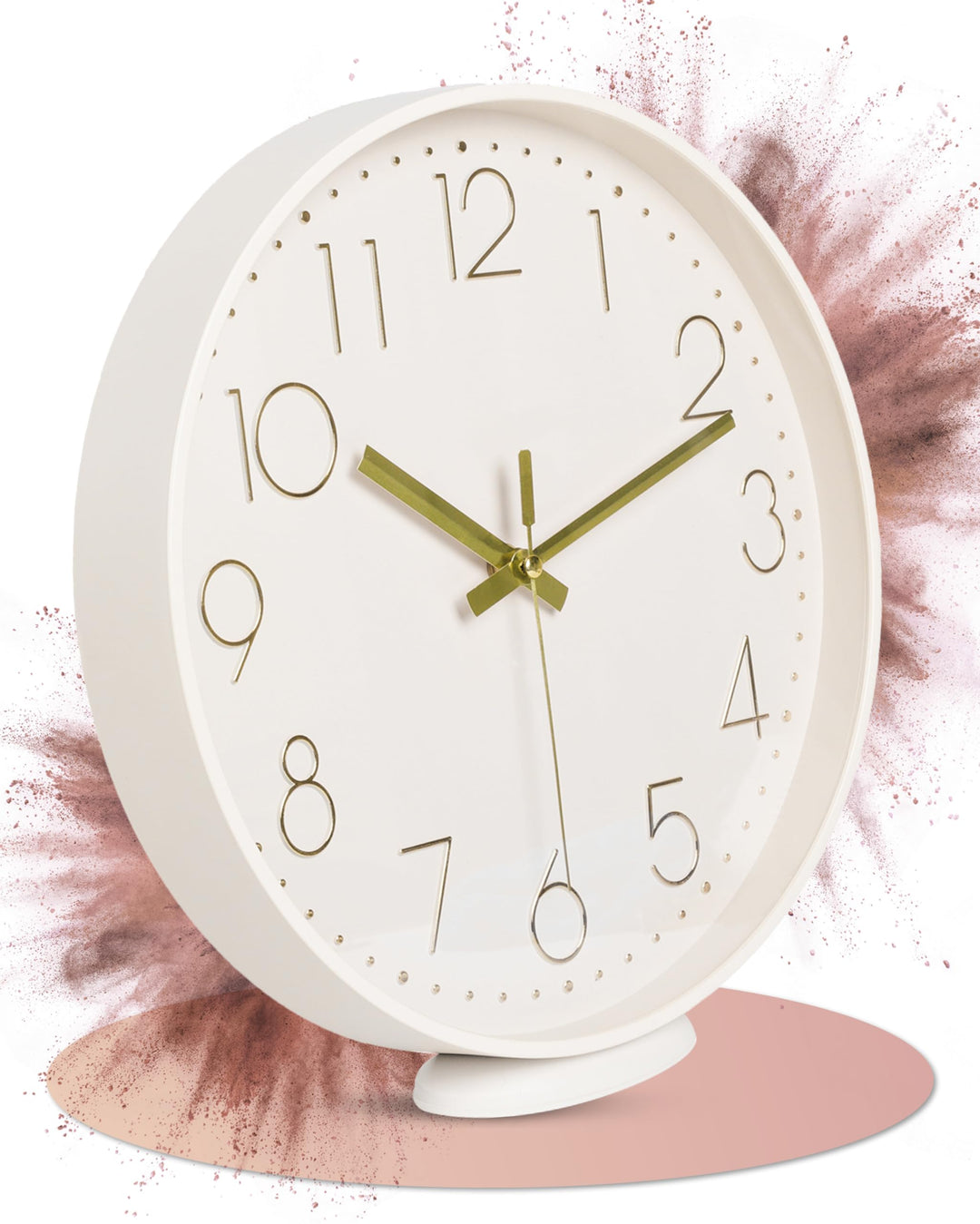 Wanduhr Beige - 30 cm - Ohne Tickgeräusche - Analoge Uhr zum Aufhängen &amp; Hinstellen - Batteriebetrie