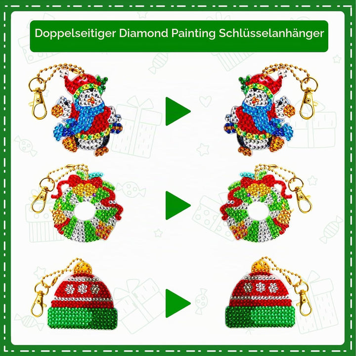 Adventskalender 2025 für Kinder, 24 Stück, DIY-Diamantmalerei, Schlüsselanhänger-Kits, Weihnachts-Co
