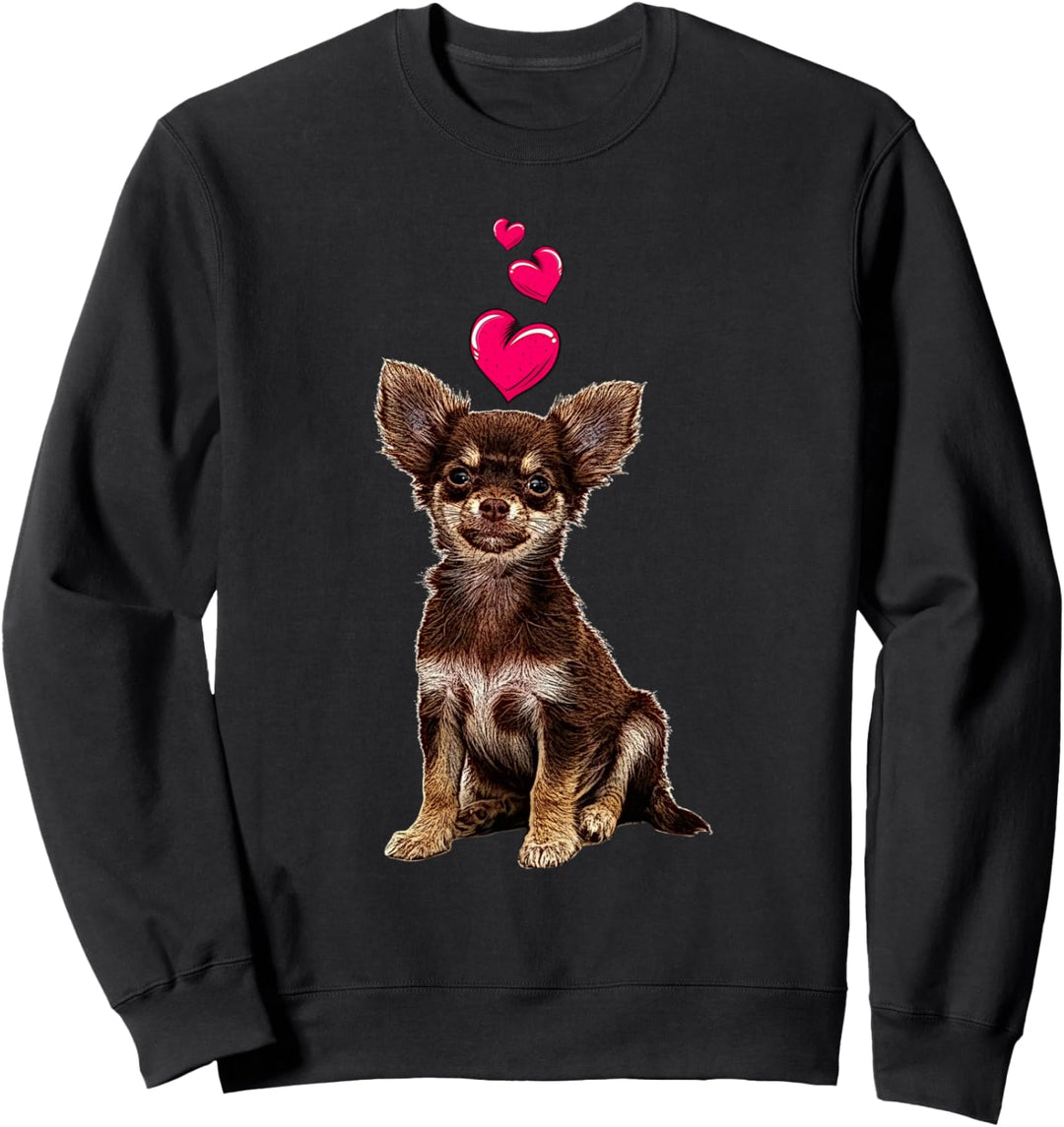 Shirt mit Chihuahua Hund und Herz lustiges Hundemotiv Sweatshirt