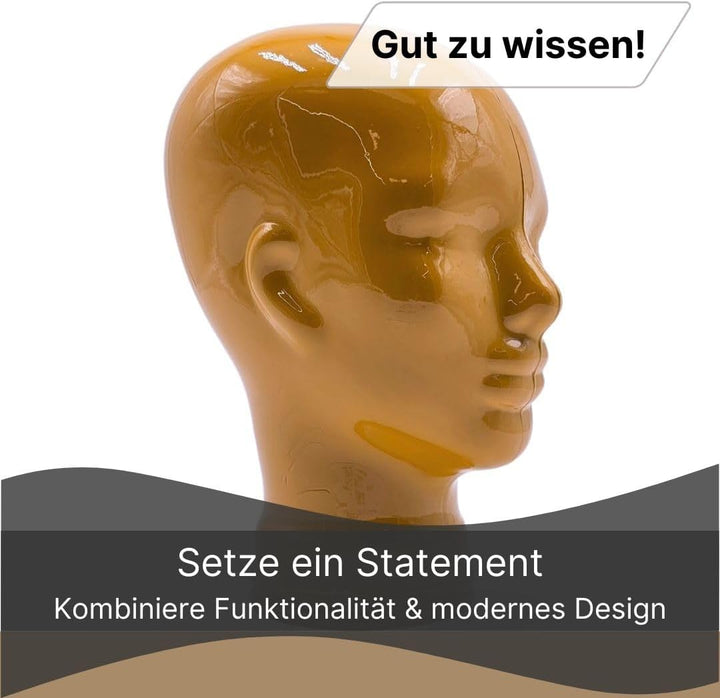Glaskopf Ständer für Kopfhörer, Headset & VR-Brille – Dekorativer Kopf aus Glas – Design Kopfhörerha