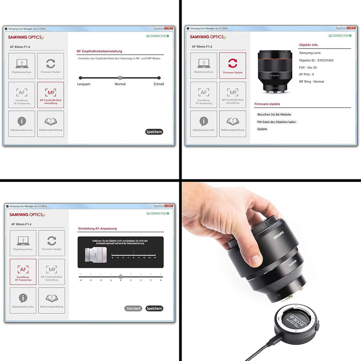 Samyang Lens Station für AF Fuji X Objektive, ermöglicht System Upgrade, kalibriert Blende und Fokus