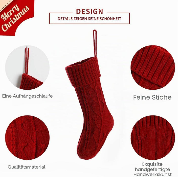 Dremisland Gestrickt Weihnachtsstrümpfe 4er Set, 38cm Grosse Klassische Personalisiert Weihnachtssoc