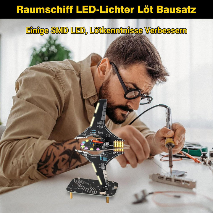 DONGKER Löt Bausatz, Raumschiff Styling RGB LED Licht Löten Übungssatz, DIY Lötprojekt Lampen Bausat