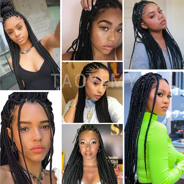 TAOYEMY Box Crochet Braids Haarverlängerungen 6 Packs 16 Zoll Synthetische Flechtfrisur 22 Stränge/P