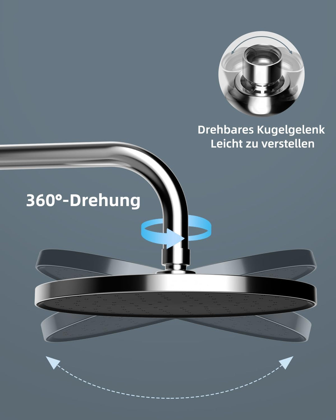 Hibbent Selbstreinigende regendusche duschkopf, Fester duschkopf regendusche 10 Zoll, Runder Regendu