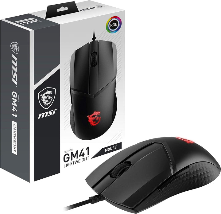 MSI Clutch GM41 Lightweight Gaming Maus (kabelgebunden, PMW-3389 Sensor, 400 - 6400 DPI, 6 Tasten, s