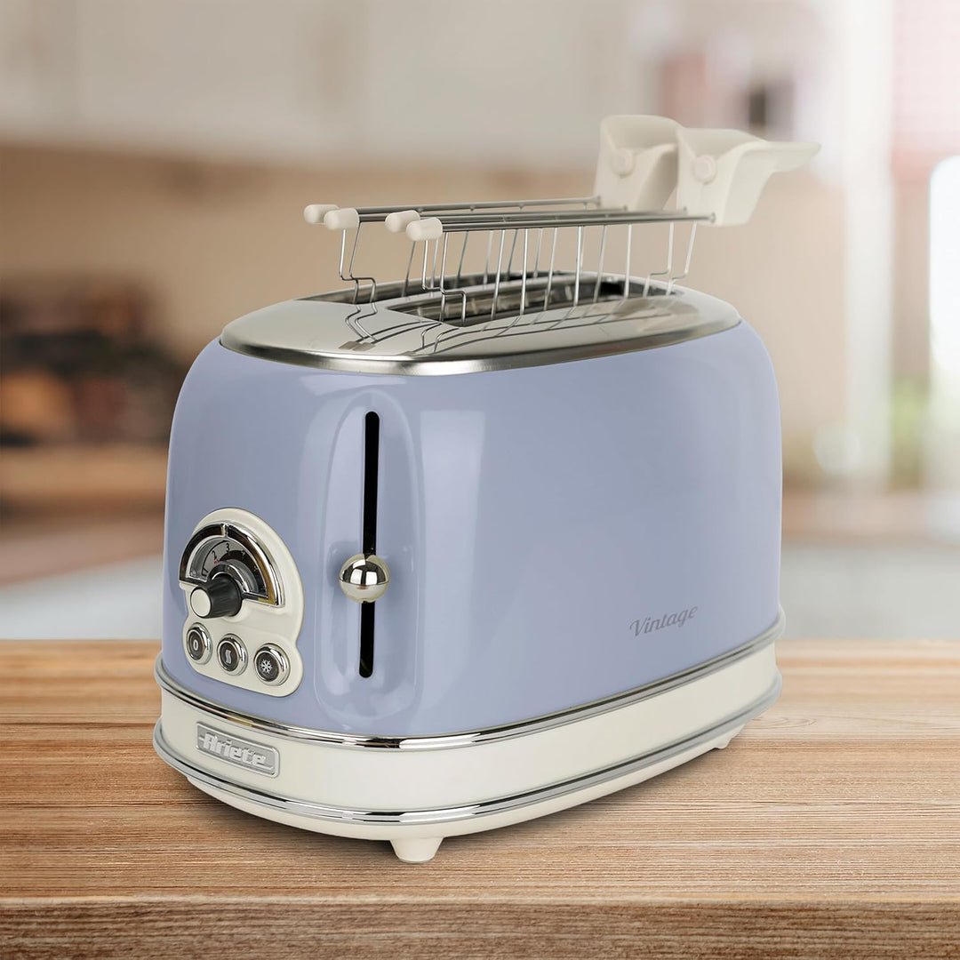 Ariete Vintage 155, 2-Scheiben-Toaster, Retro Toaster mit 6 Toaststufen, Automatischer Auswurf, Auft