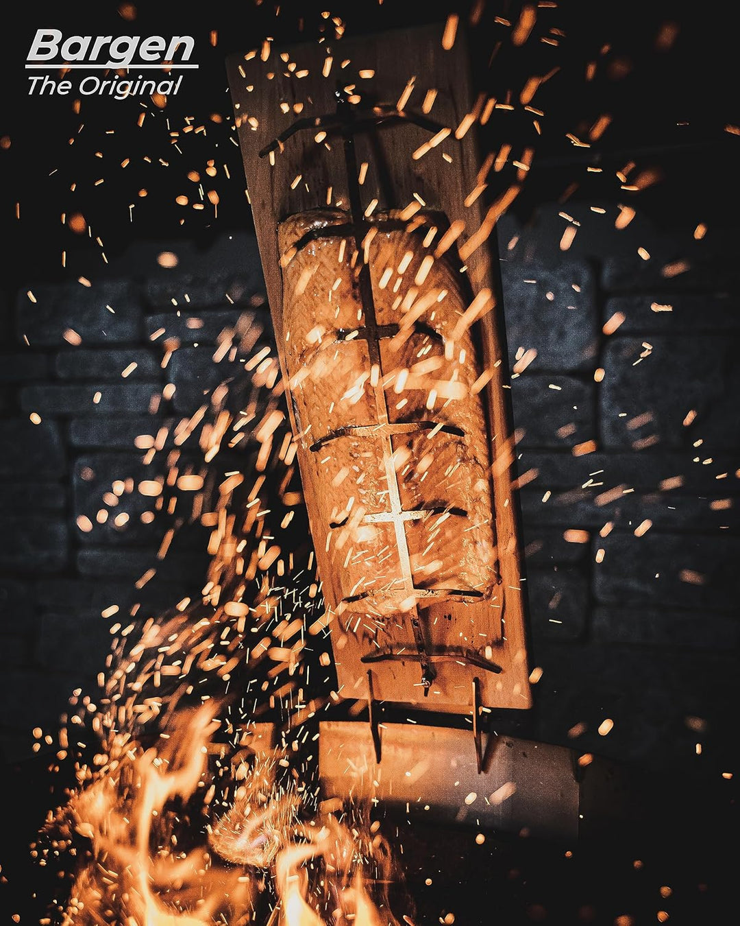 Bargen Flammlachsbrett - Flammlachsbretter mit Edelstahl-Halterung - Premium Grillzubehör für Feuers