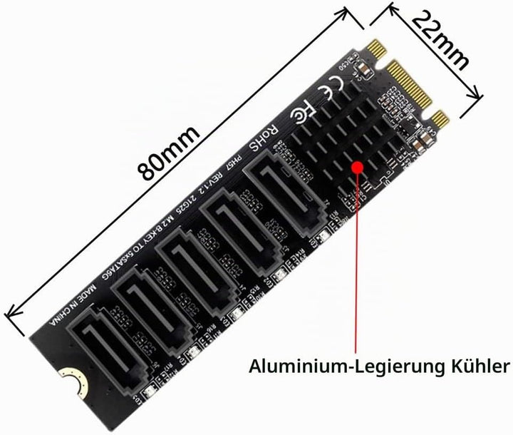 Xiwai NGFF Key B+M auf SATA 3.0 6 Gbit/s 5 Ports Adapter Converter Port Select JMB575 NGFF B/M-Key t