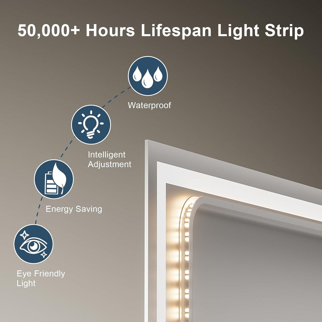 Badezimmerspiegel Wandspiegel LED Badspiegel mit Beleuchtung 120x70cm mit Touch-Schalter Beschlagfre