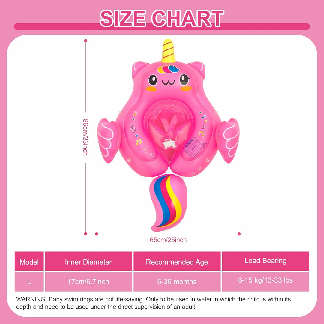 Aufblasbarer Baby-Schwimmer, Baby-Pool-Schwimmer für 6-36 Monate, Baby-Mädchen mit Sonnendach, aufbl