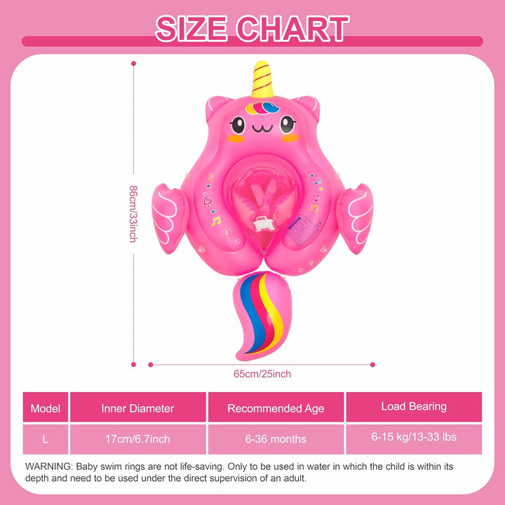 Aufblasbarer Baby-Schwimmer, Baby-Pool-Schwimmer für 6-36 Monate, Baby-Mädchen mit Sonnendach, aufbl