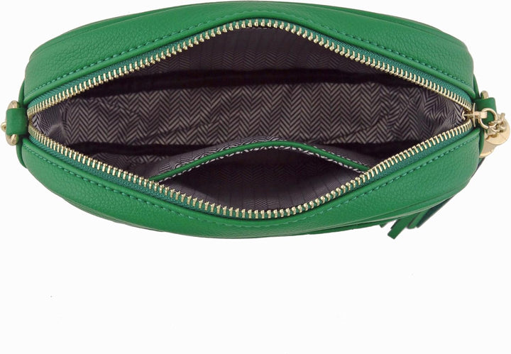 FashionPuzzle Chevron gesteppte Crossbody-Kameratasche mit Kettenriemen und Quaste Kelly, Grün, Kell