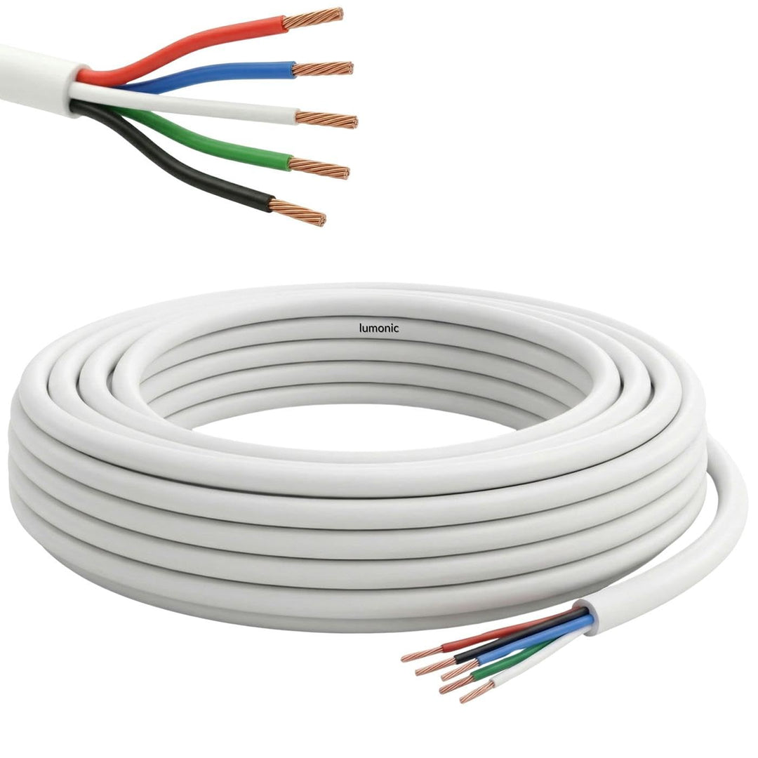 Lumonic 5x 0,34mm² LED Steuerleitung weiss 20m I ummanteltes 5 adriges Kabel flexibel I Geschirmtes